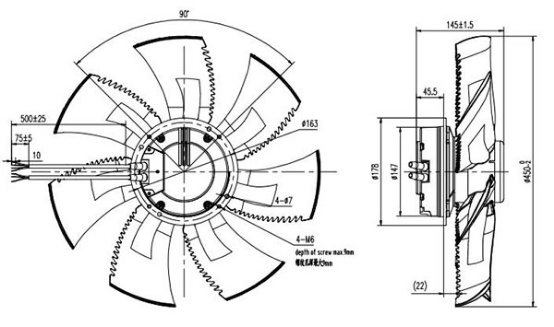 EC轴流风机450mm外形尺寸